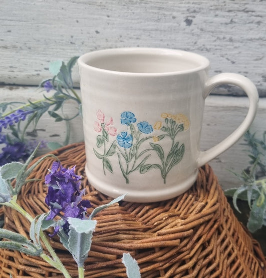 Rustic Primavera wildflower large stoneware mug by Gisela Graham