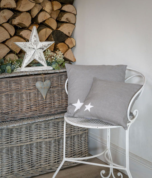 Dove Grey Star Cushion - 2 Sizes