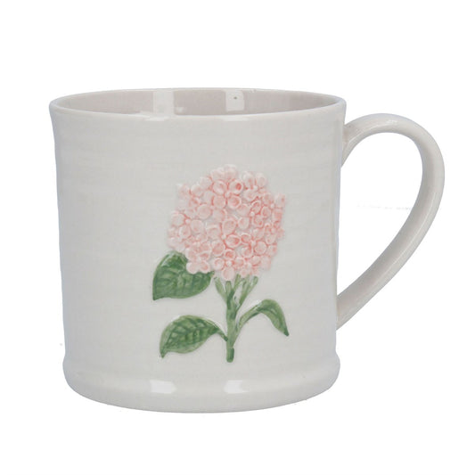 Embossed Pink Hydrangea Ceramic Mug