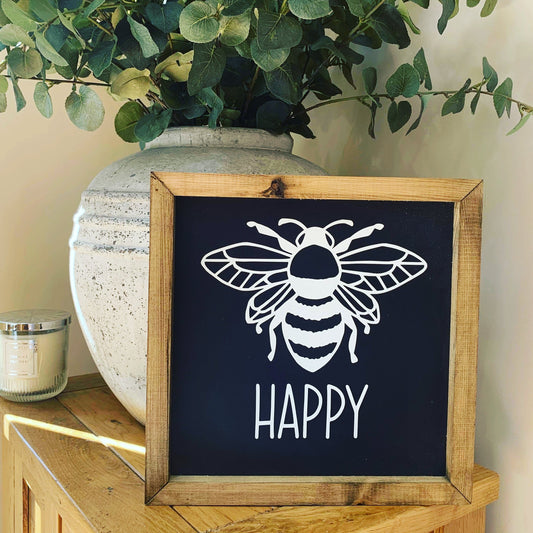 Bee Happy Framed Sign