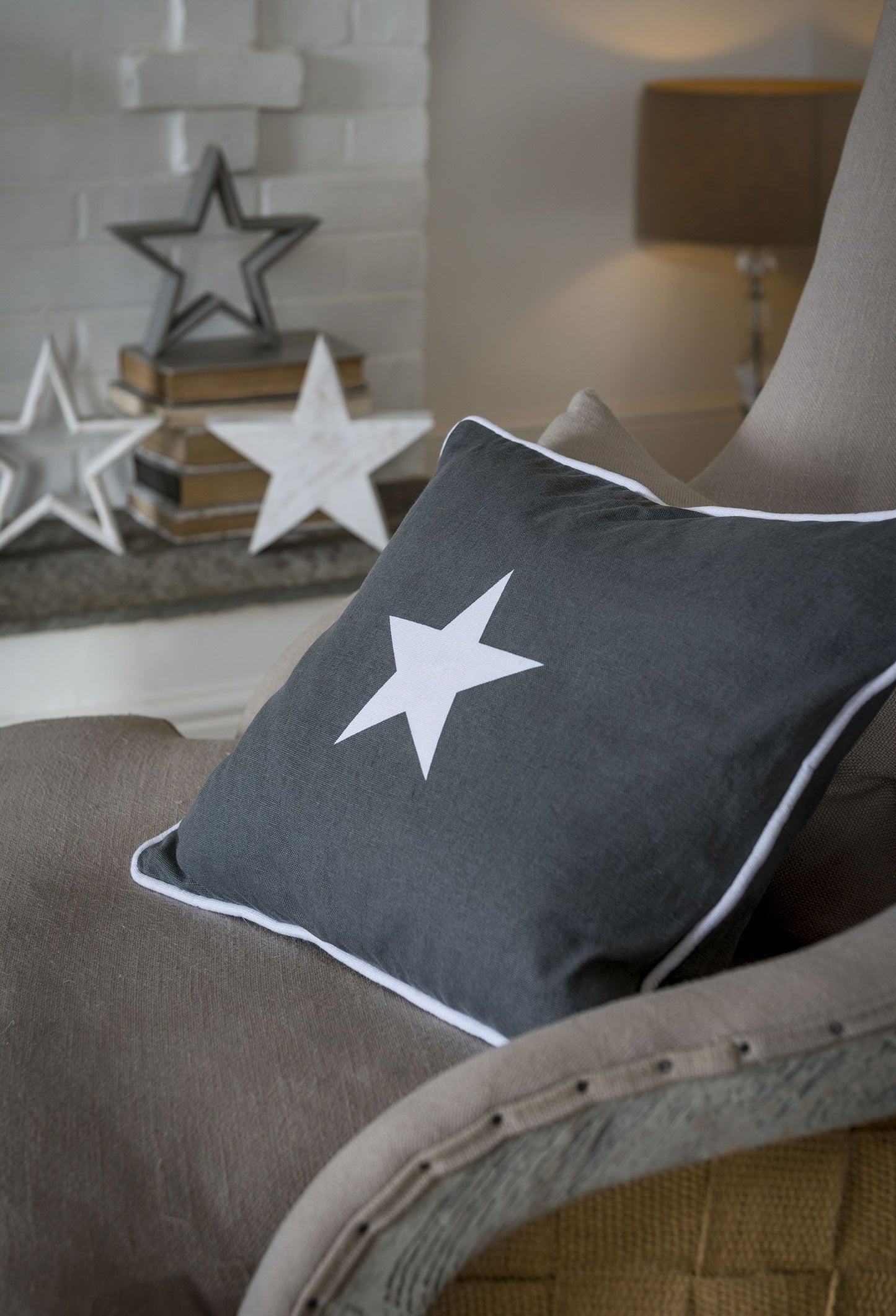 Charcoal Grey Star Cushion