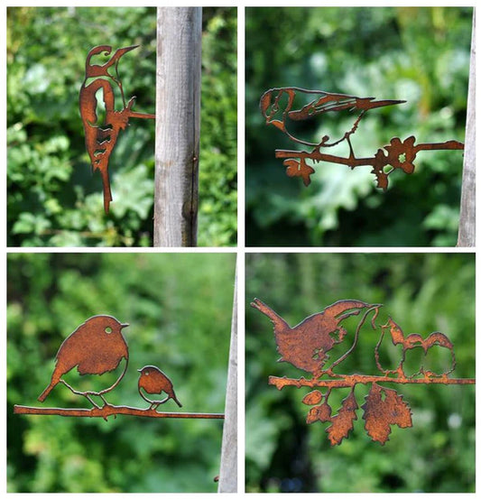 Metal Bird Tree Art - Blue Tit, Robin, Woodpecker or Wren