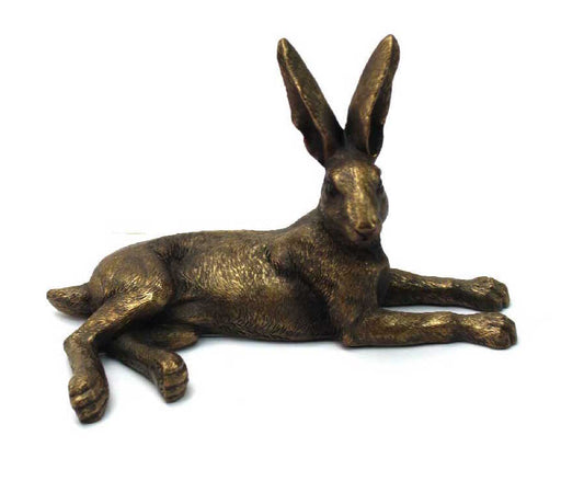 Bronze Effect Lying Hare Ornament