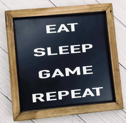 Eat Sleep Game Repeat Framed Sign