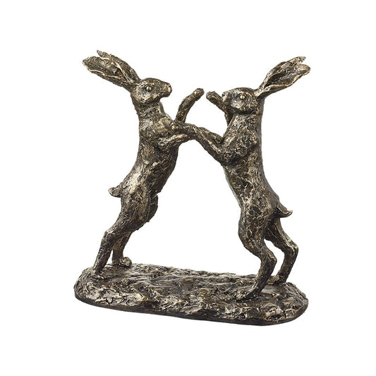 Bronze Effect Boxing Hares Ornament