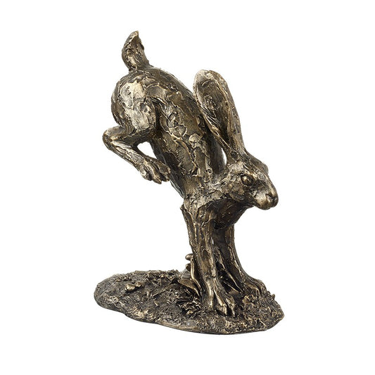 Bronze Effect Jumping Hare Ornament
