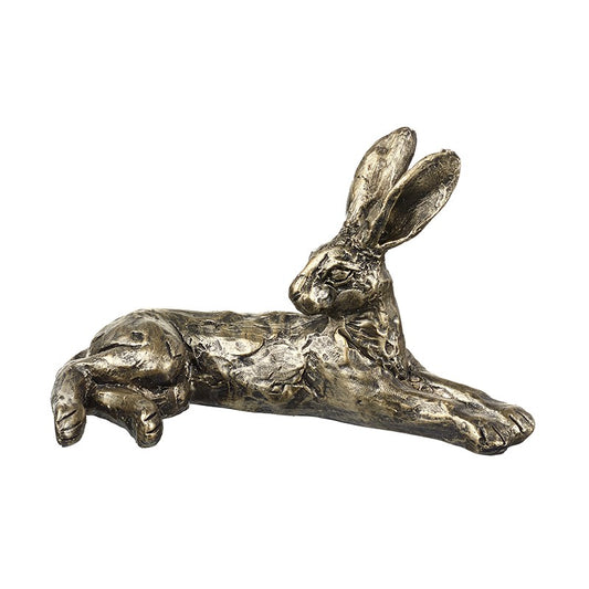 Bronze Effect Lounging Hare Ornament