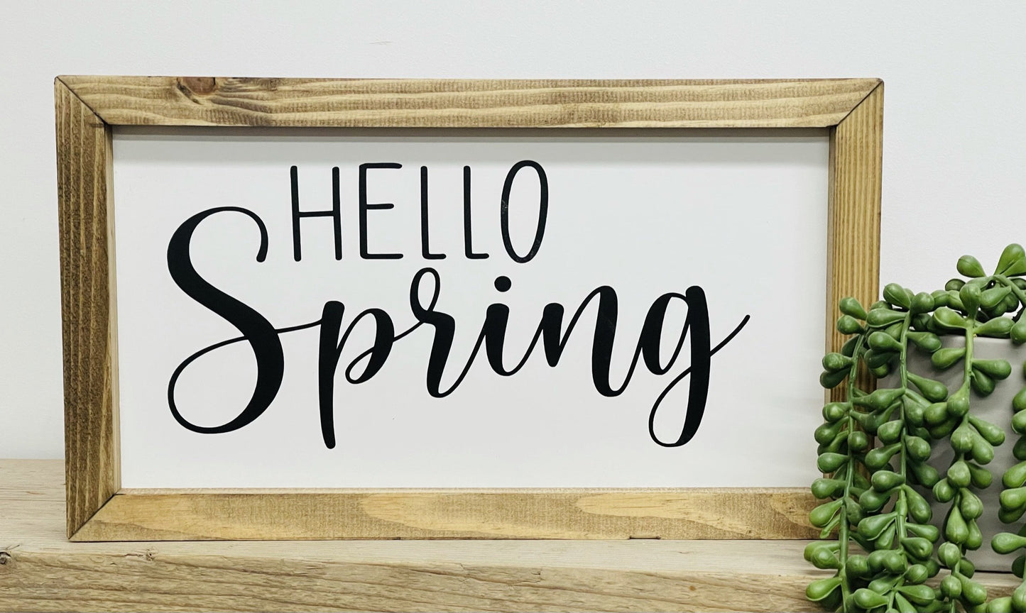 Hello Spring Framed Sign