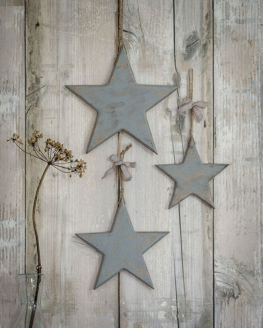 Grey Wooden Hanging Stars - SET OF 3